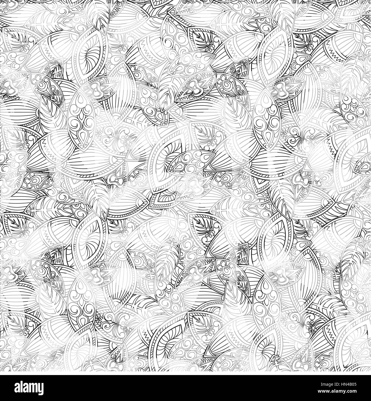 Abstract ornamentali senza giunture floreale in bianco e nero modello di linea. elegante ornamento orientale outline sfondo geometrica Illustrazione Vettoriale