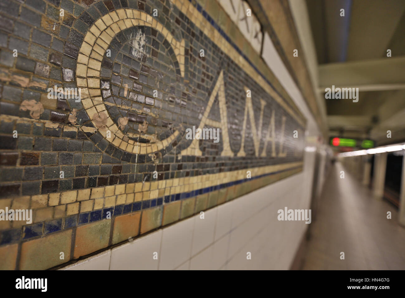 New York City metropolitana, Canal Street Station segno Foto Stock