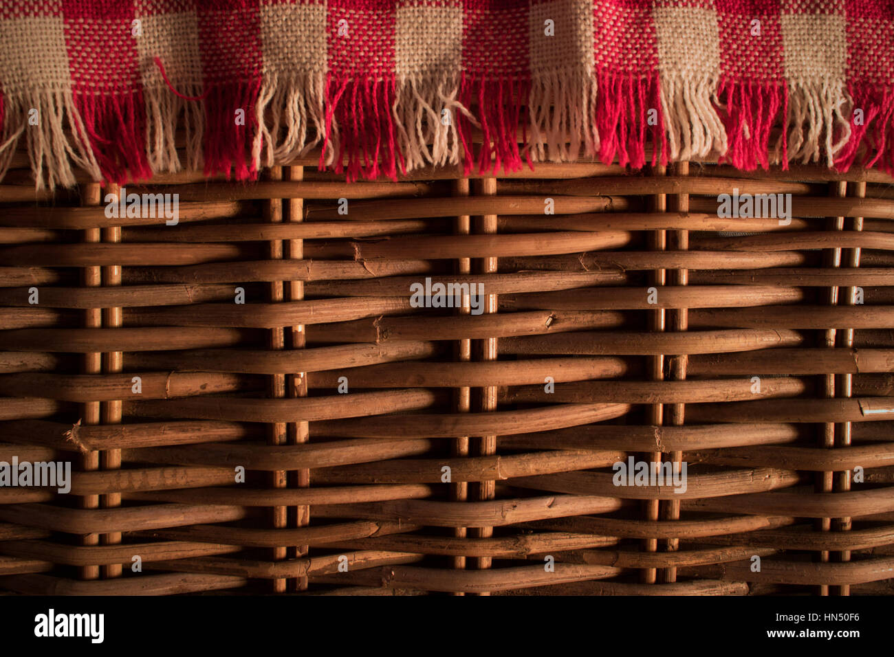 Close up texture di sfondo wicker picnic basket weave Foto Stock