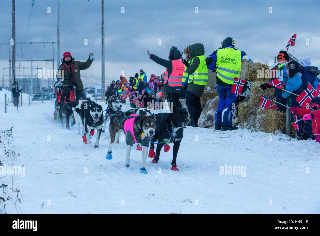 - Vadsø, Norvegia, 2 febbraio. 2017 - Bergebyløpet N70 ©Samuel Bay/VTHK Foto Stock