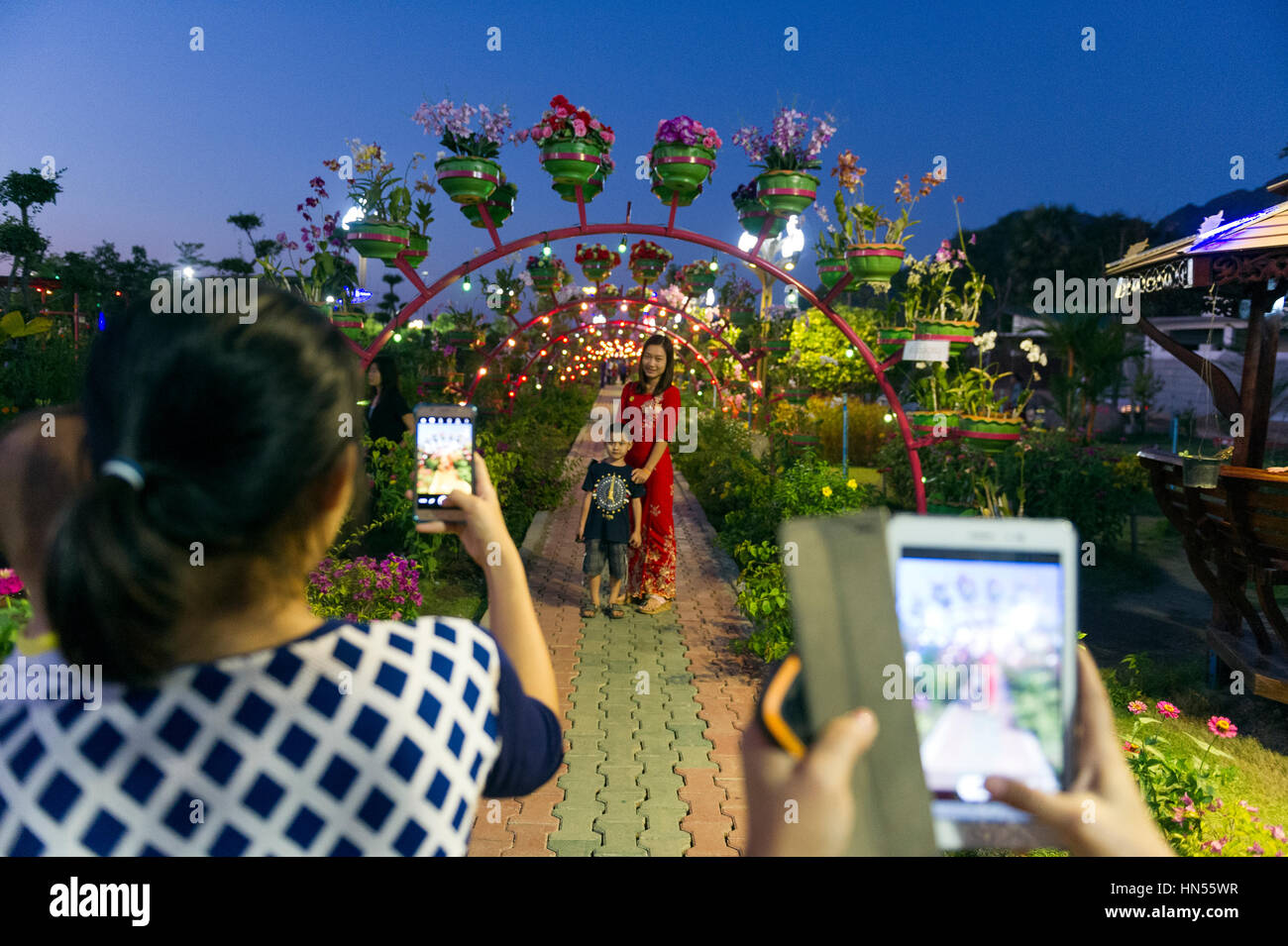 Myanmar (ex Birmanie). Stato di Kayin (Karen Stato). Intorno un Hpa. Floral Park Foto Stock