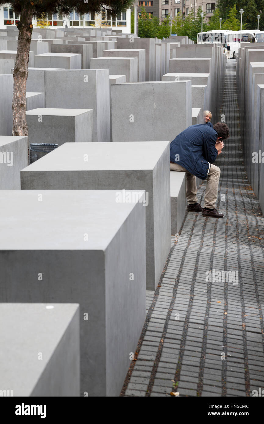Il memoriale dell'Olocausto a Berlino, Germania Foto Stock