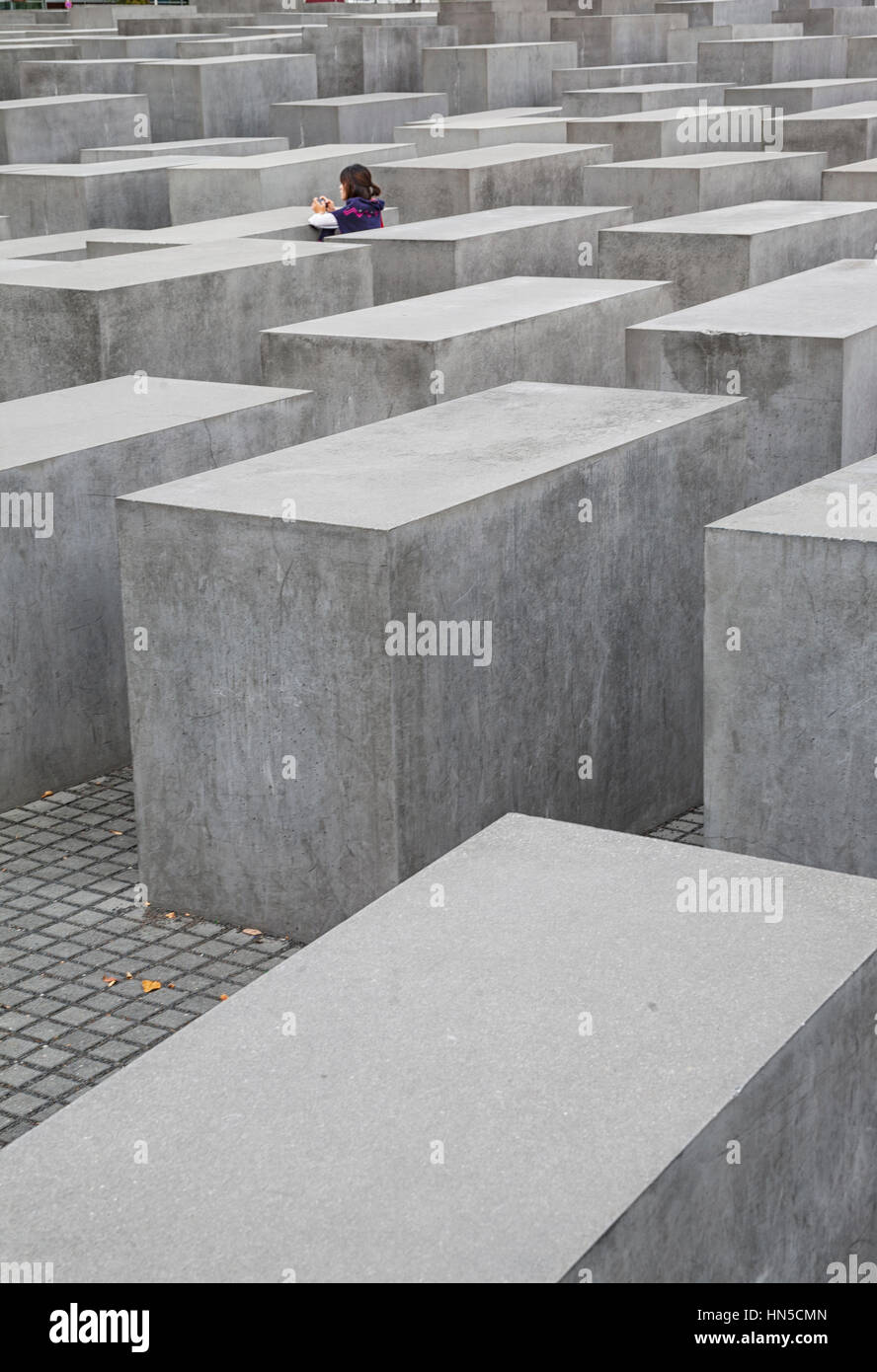 Il memoriale dell'Olocausto a Berlino, Germania Foto Stock