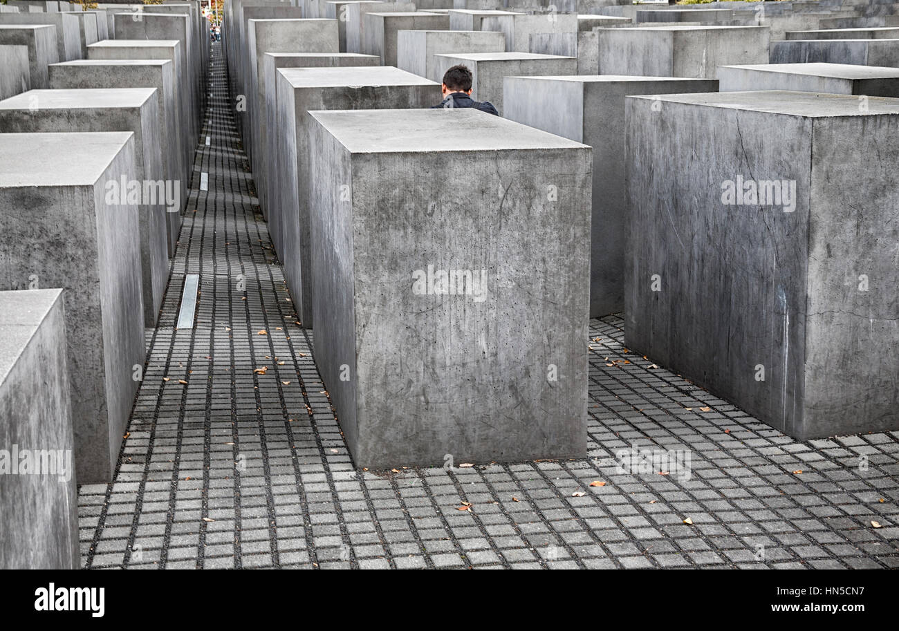 Il memoriale dell'Olocausto a Berlino, Germania Foto Stock