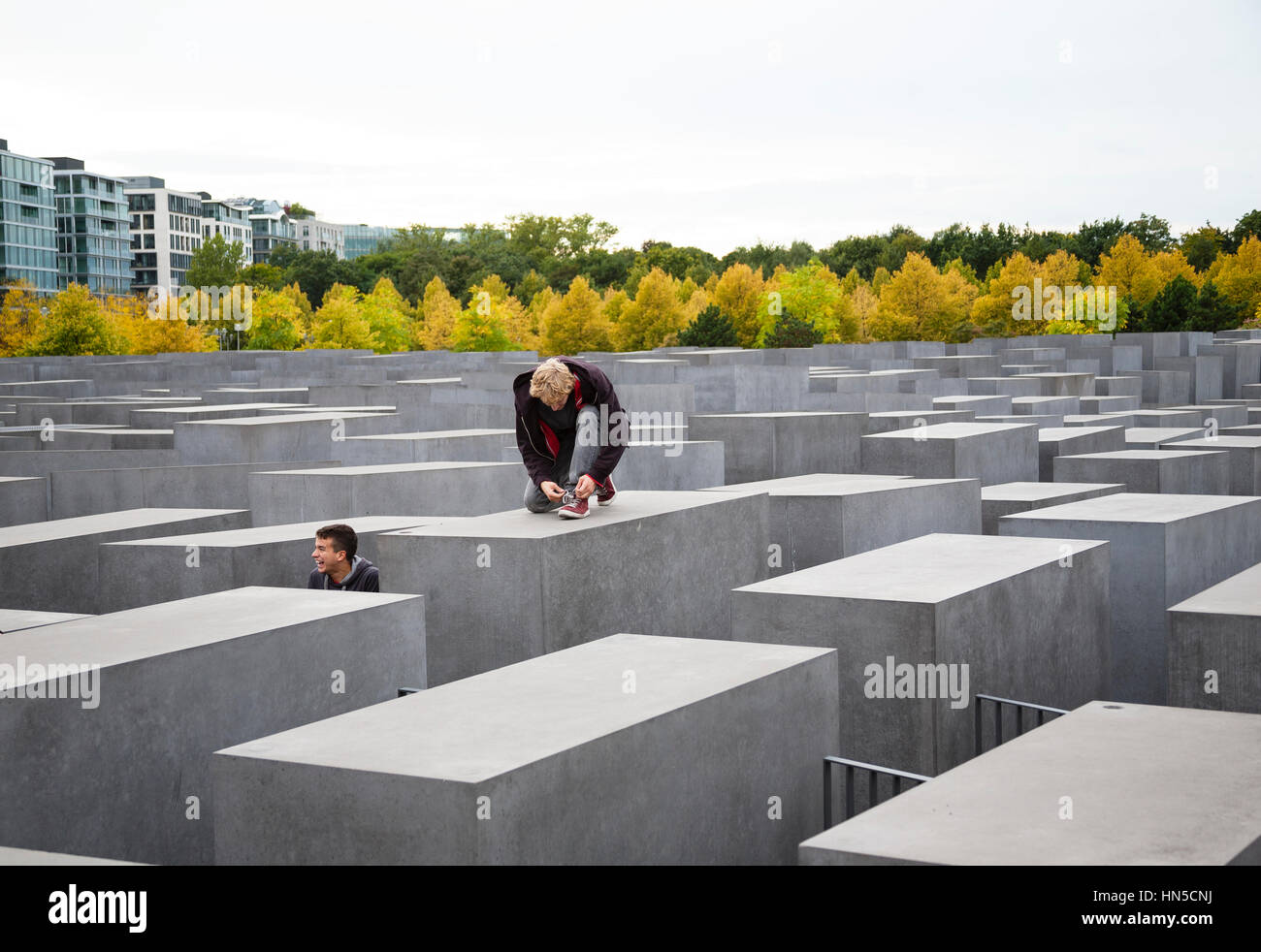 Il memoriale dell'Olocausto a Berlino, Germania Foto Stock