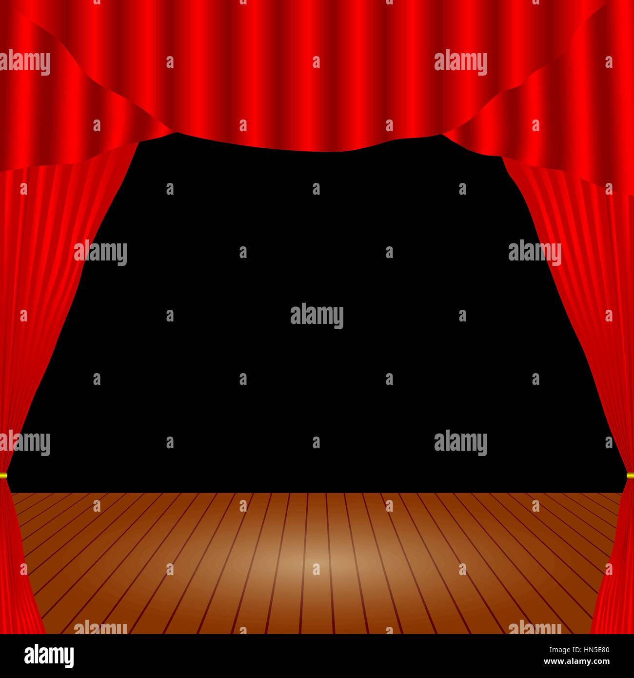 Teatro del fumetto. Teatro Tenda. Aprire il teatro tenda. Di seta rossa  scene laterali sul palco. Vettore di stock Immagine e Vettoriale - Alamy