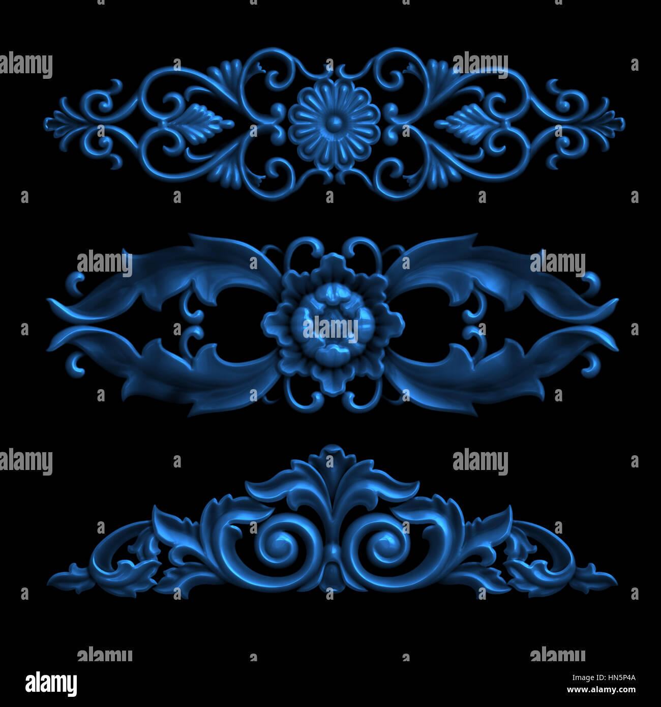 3d swirl floral background di lusso ornamento decorativo. Foto Stock