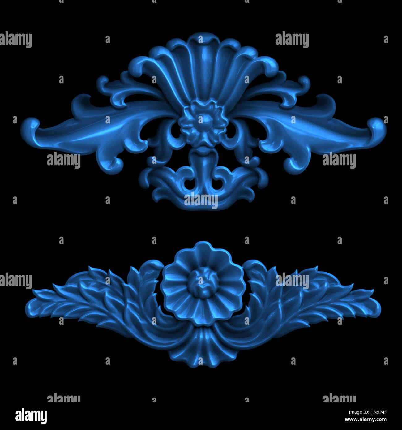 3d swirl floral background di lusso ornamento decorativo. Foto Stock