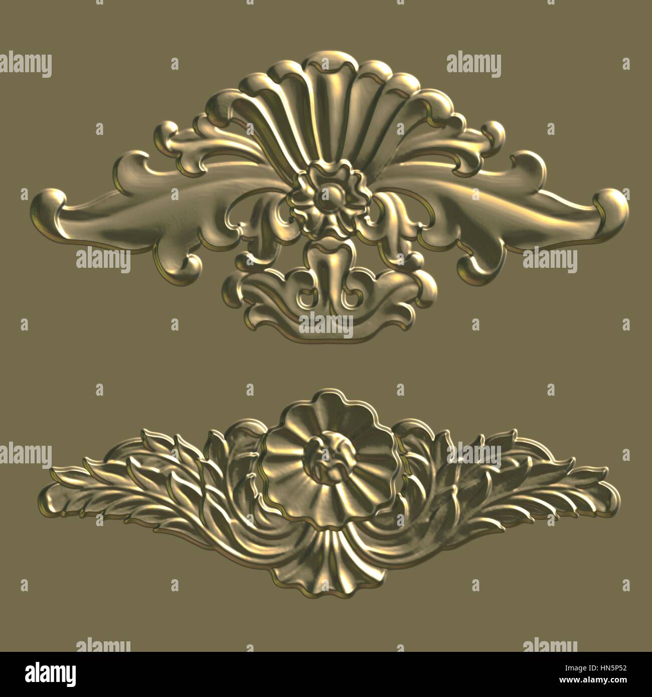 3d swirl floral background di lusso ornamento decorativo. Foto Stock