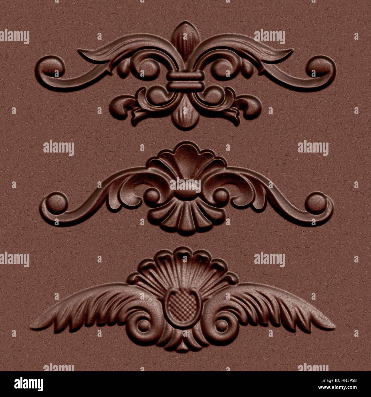 3d swirl floral background di lusso ornamento decorativo. Foto Stock