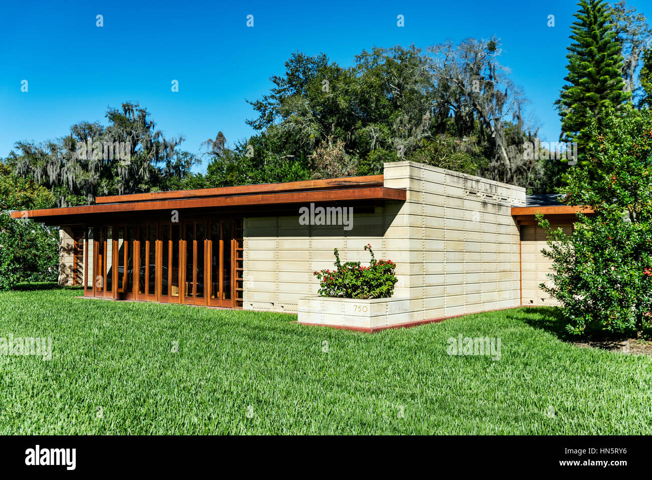 Usonian house progettata da Frank Lloyd Wright per Florida Southern College, Lakeland, Florida, Stati Uniti d'America Foto Stock