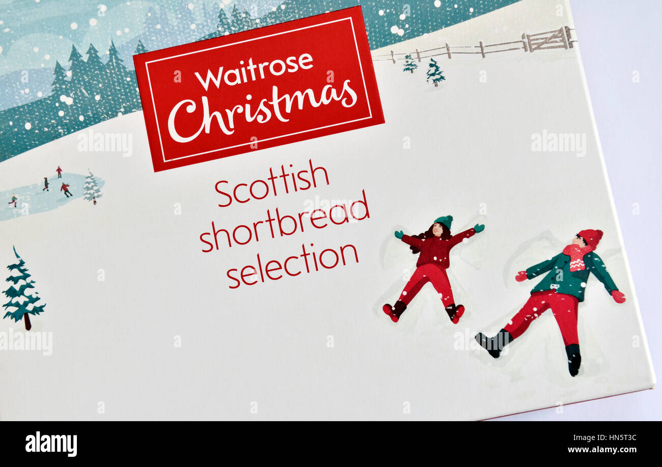 Pacchetto con selezione di Shortbread scozzese per il Natale di Waitrose. Solo per uso editoriale. Foto Stock