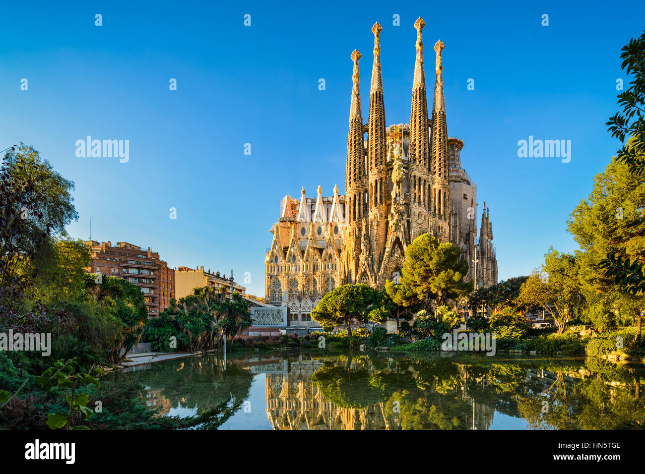 La Sagrada Familia a Barcellona, Spagna Foto Stock