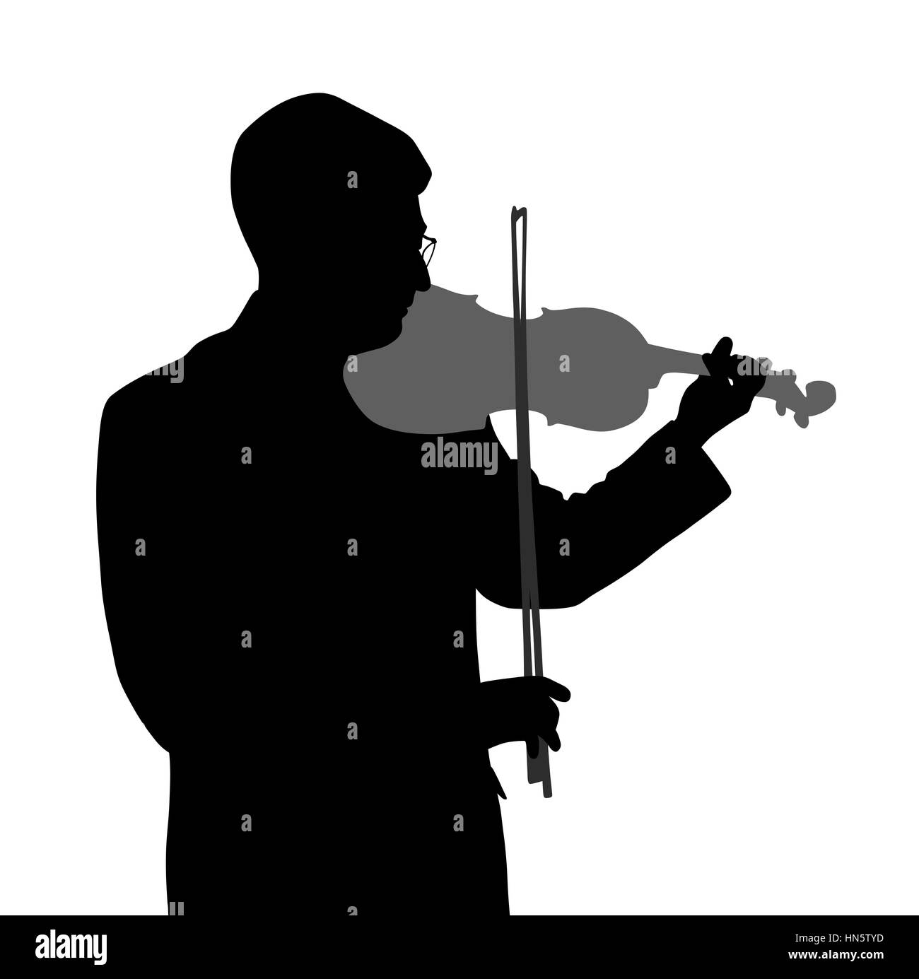 Il violinista maschio isolato su sfondo bianco. File EPS disponibile. Illustrazione Vettoriale