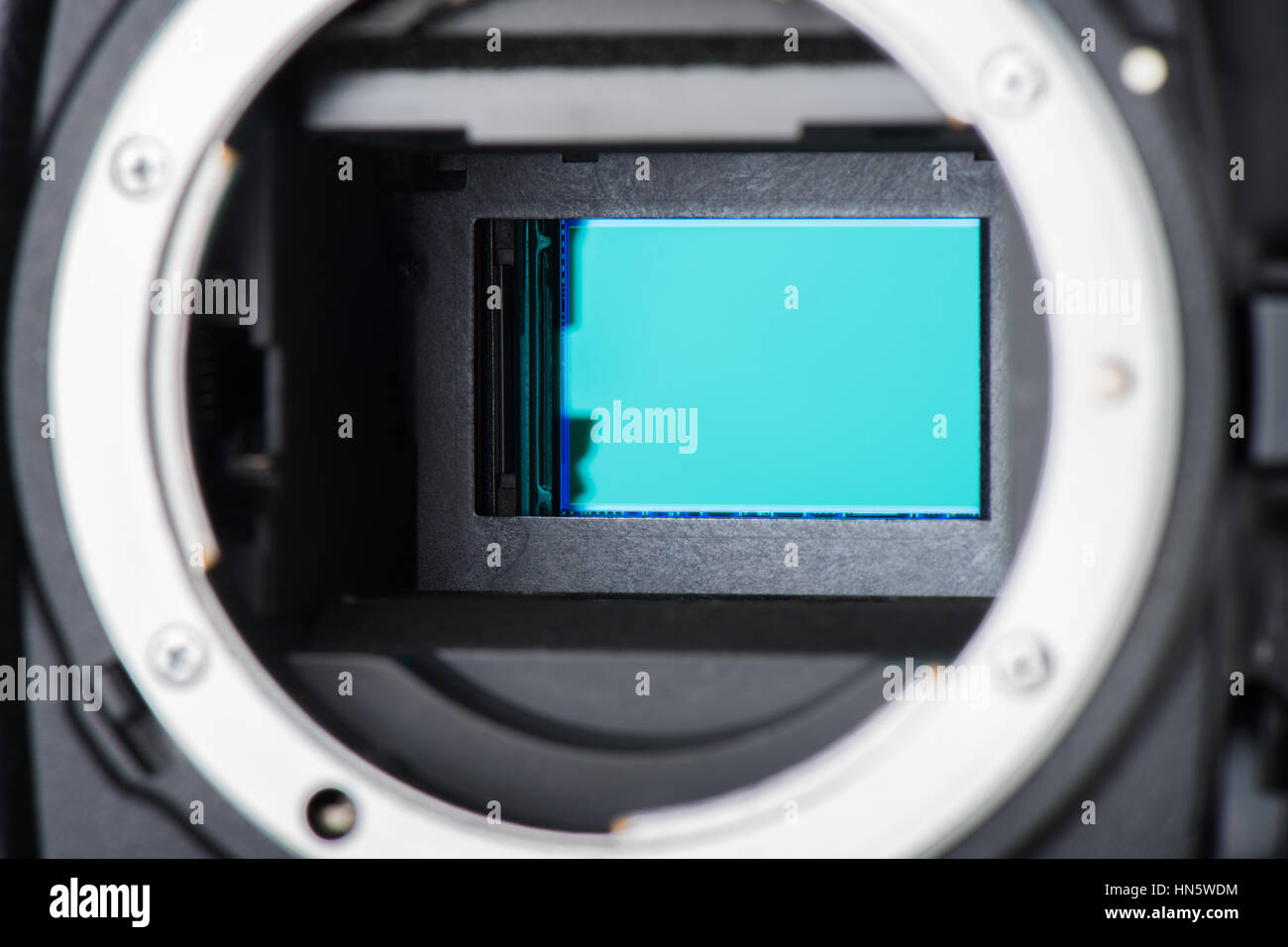 Closeup pulire il sensore della fotocamera (CCD o CMOS) Foto Stock
