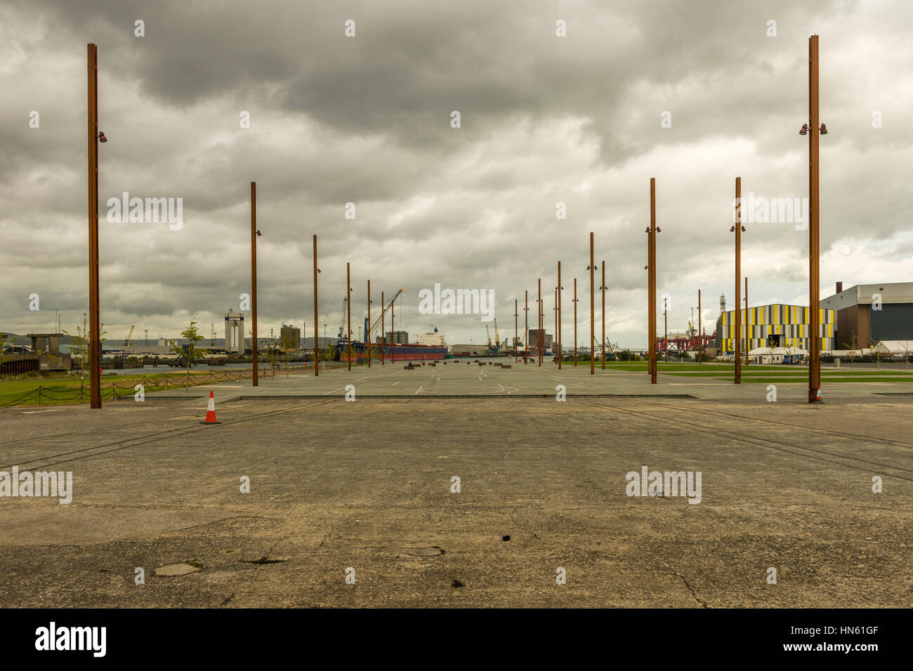 RMS Titanic fu costruito a slittare il numero 3 nell'ex Harland & Wolff costruttori navali, Titanic Quarter, Belfast, Irlanda del Nord. Foto Stock
