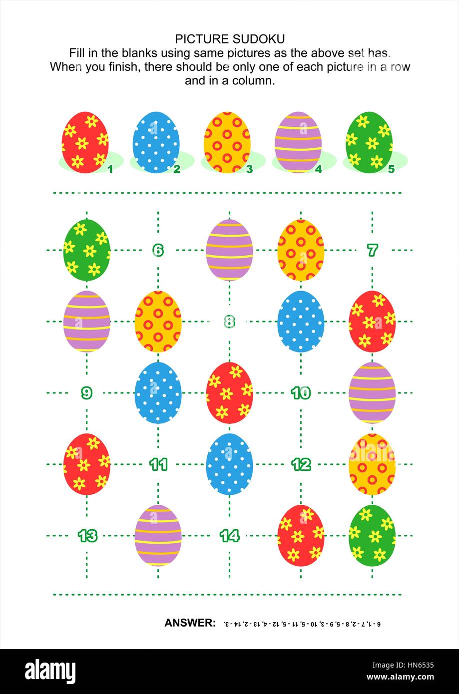 Foto puzzle SUDOKU con le uova di Pasqua Illustrazione Vettoriale