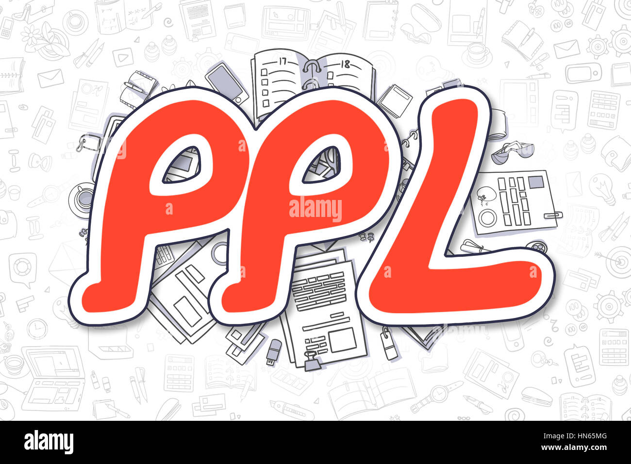 Ppl - Doodle Red iscrizione. Il concetto di business. Foto Stock