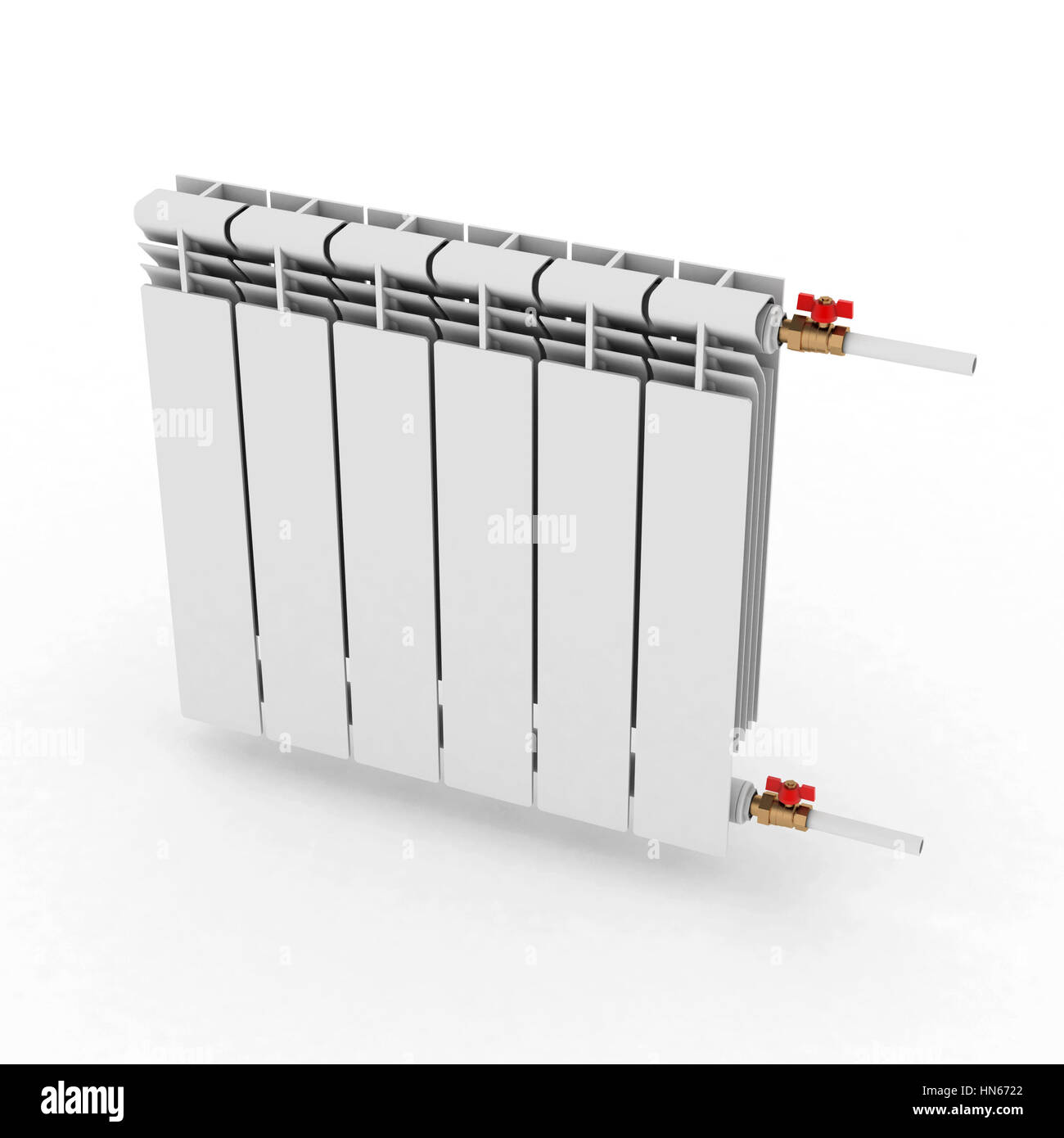 Il radiatore di riscaldamento del locale, su un fondo bianco 3D illustrazione Foto Stock
