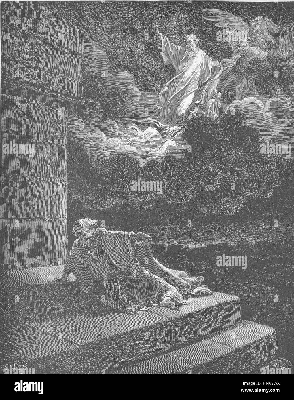 095.Elia ascende al cielo in un carro di fuoco Foto Stock