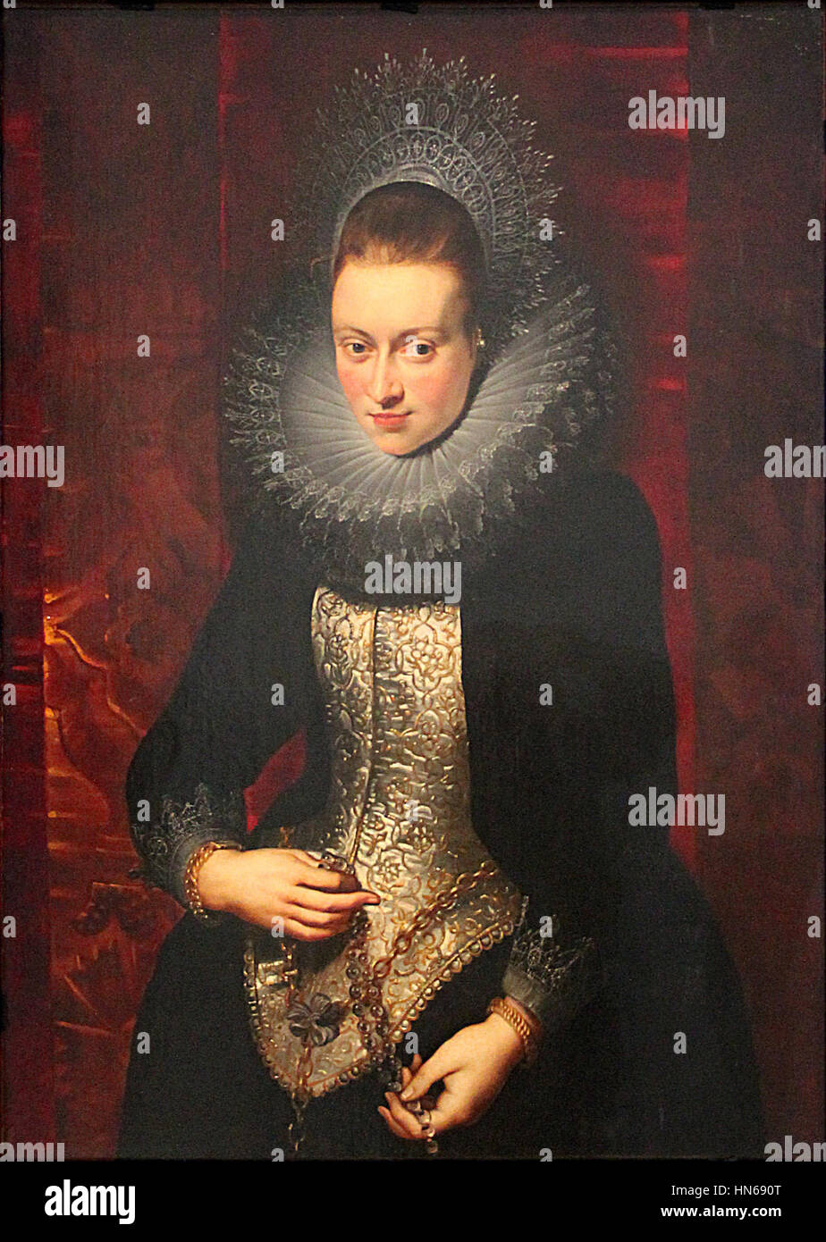 0 Ritratto d'une jeune femme avec onu rosaire - P.P. Rubens - Musée Thyssen-Bornemisza (2) Foto Stock