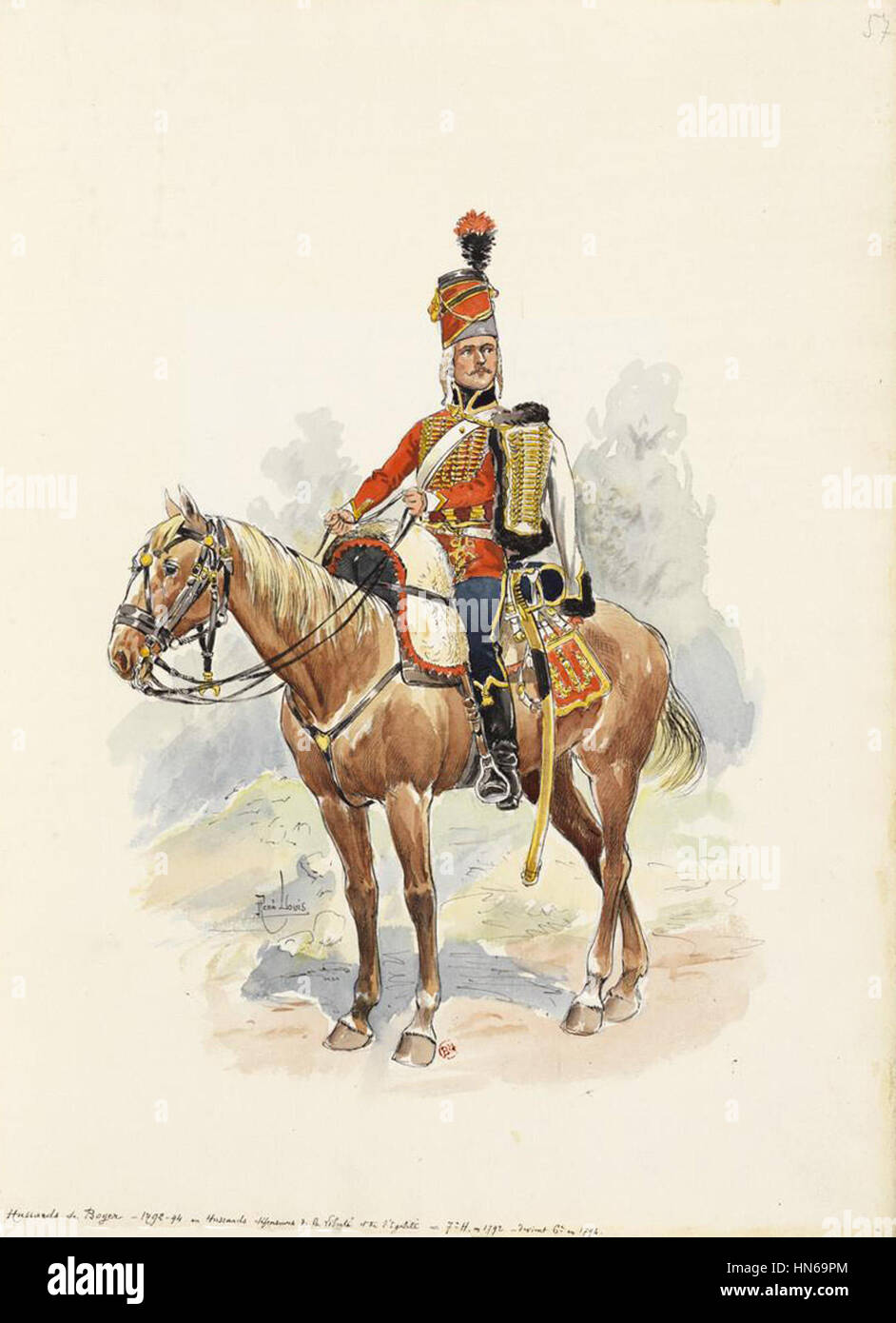 1792-1794 - Hussards de Boyer ou Hussards défenseur de la Liberté et de l'égalité' (57) Foto Stock