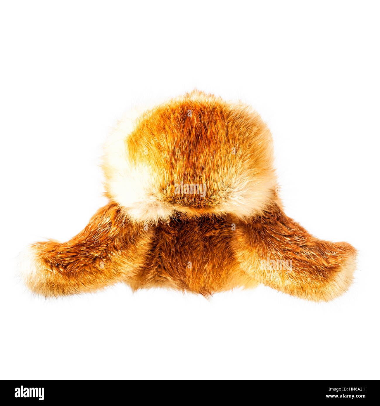 Cappello di pelliccia isolati su sfondo bianco, inverno cappuccio soffice Foto Stock