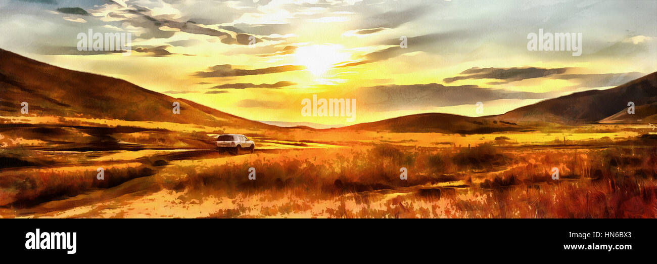 Le opere in stile di pittura ad acquerello. Crimea, bella Foto Stock