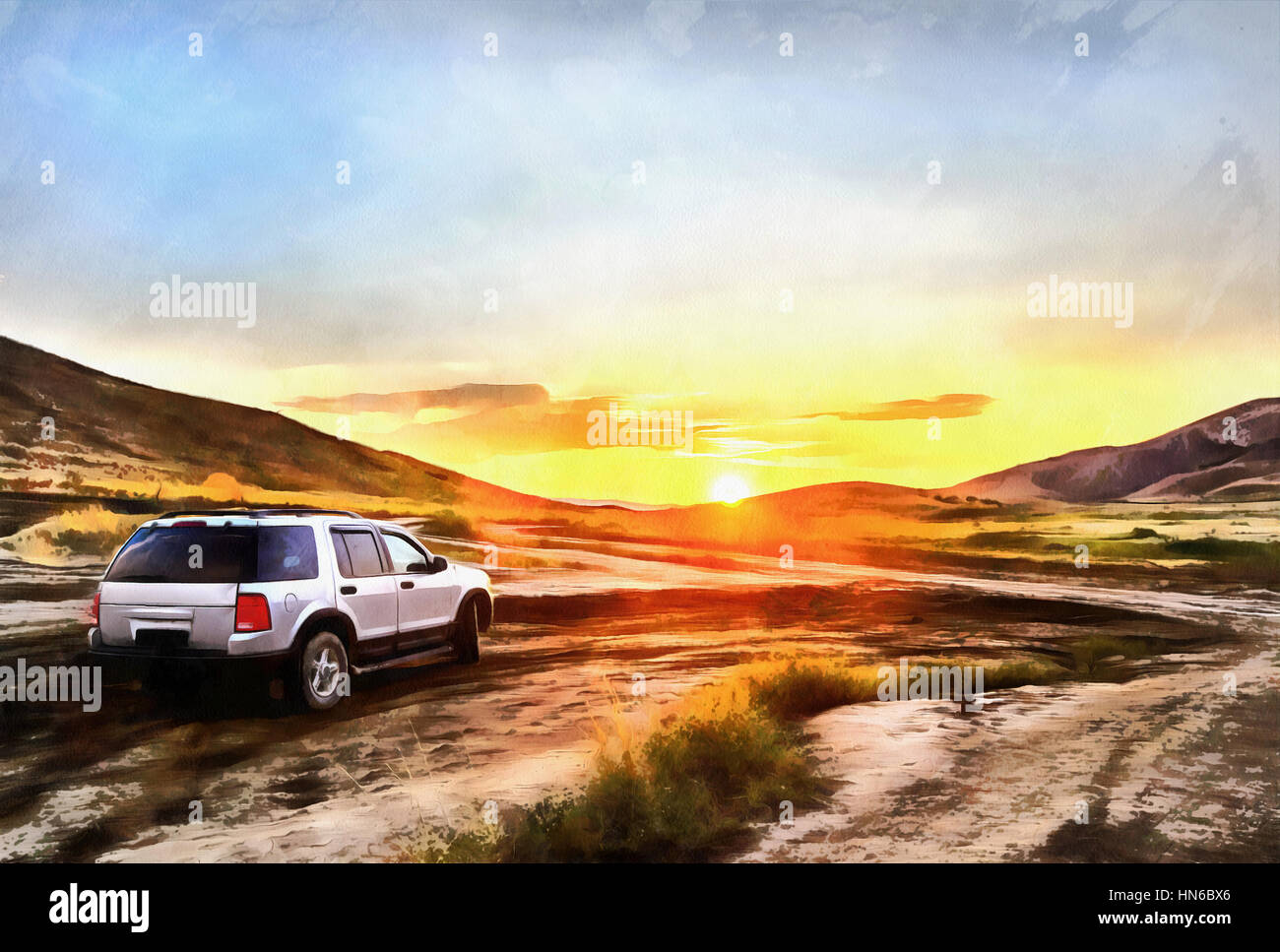 Le opere in stile di pittura ad acquerello. Crimea, bella Foto Stock