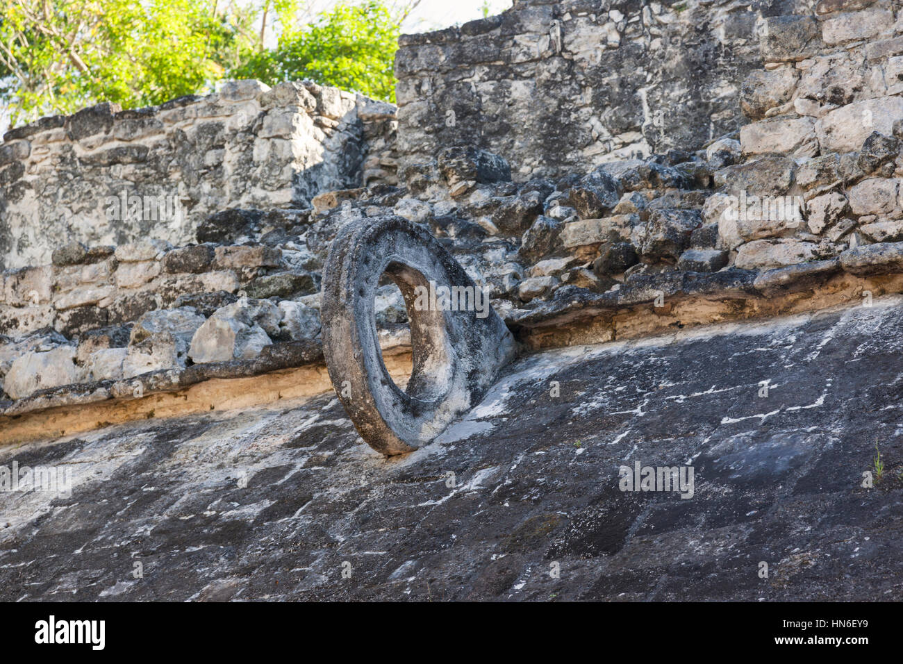 Campo da ballo presso le rovine Maya di Coba, penisola dello Yucatan, stato messicano di Quintana Roo, Messico Foto Stock