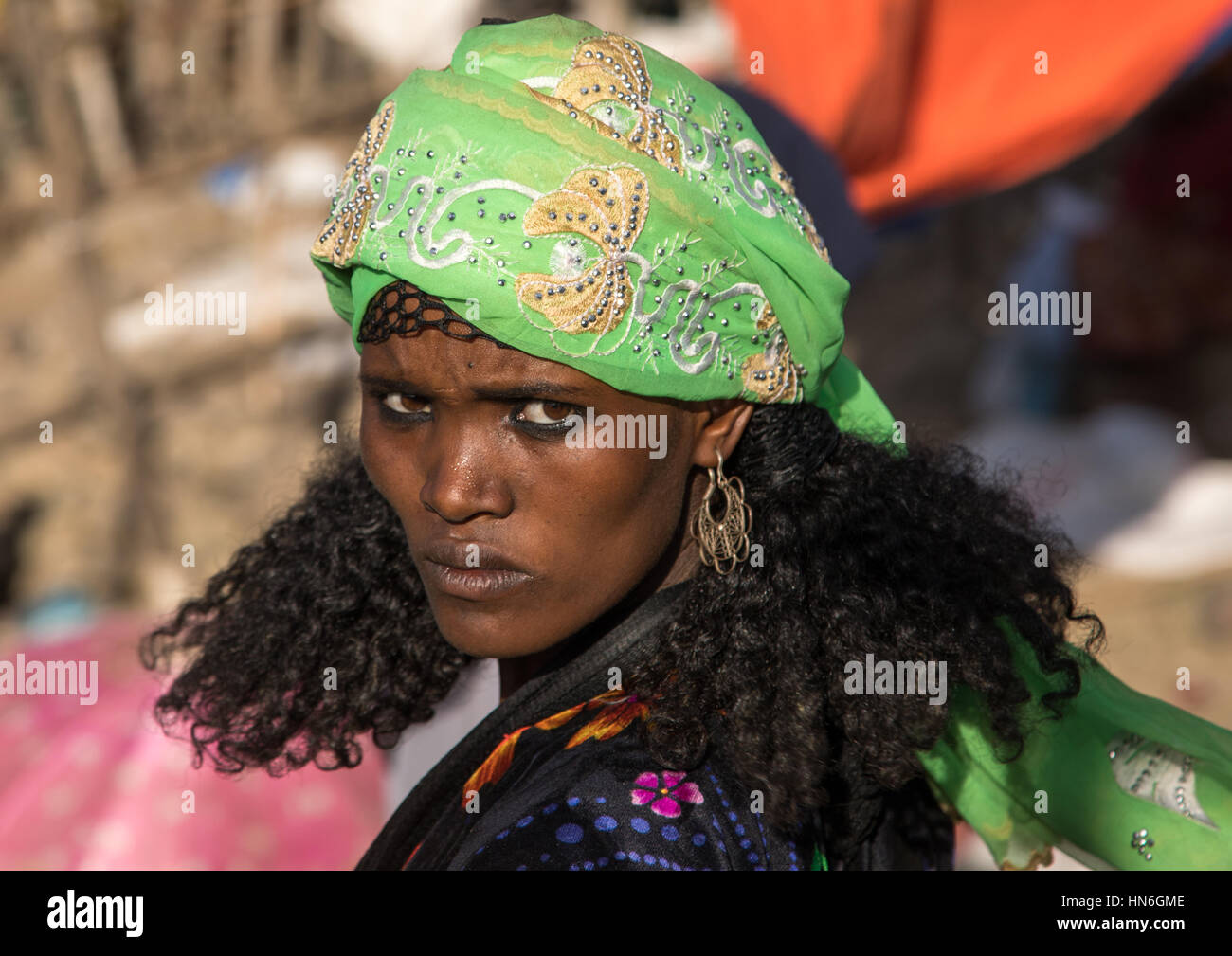Donna Oromo ritratto, Amhara Region, Senbete, Etiopia Foto Stock