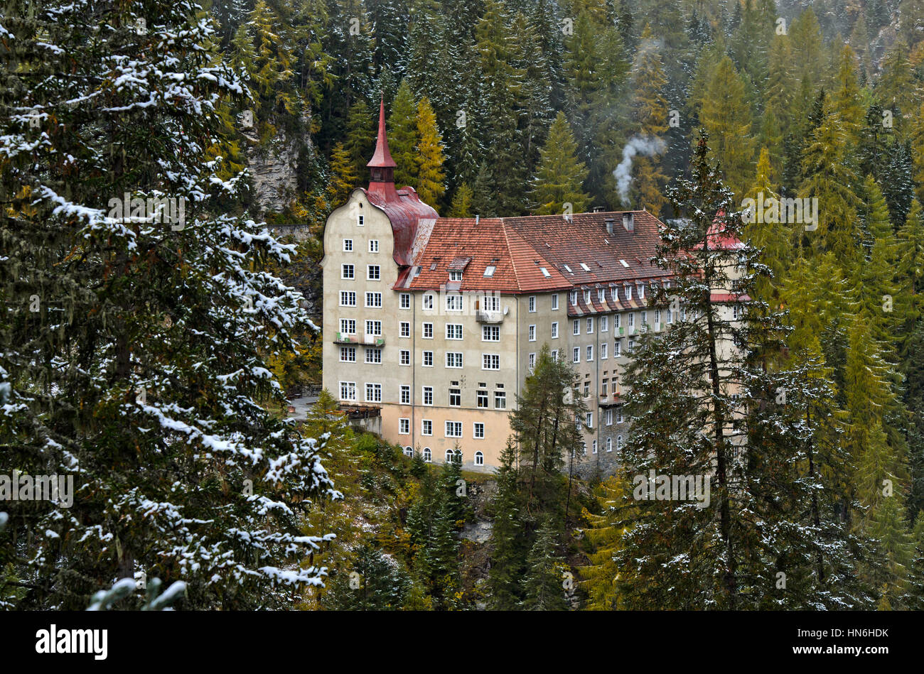 Hotel spa hotel Val Sinestra, Ramosch, Engadina nel Cantone dei Grigioni, Svizzera Foto Stock