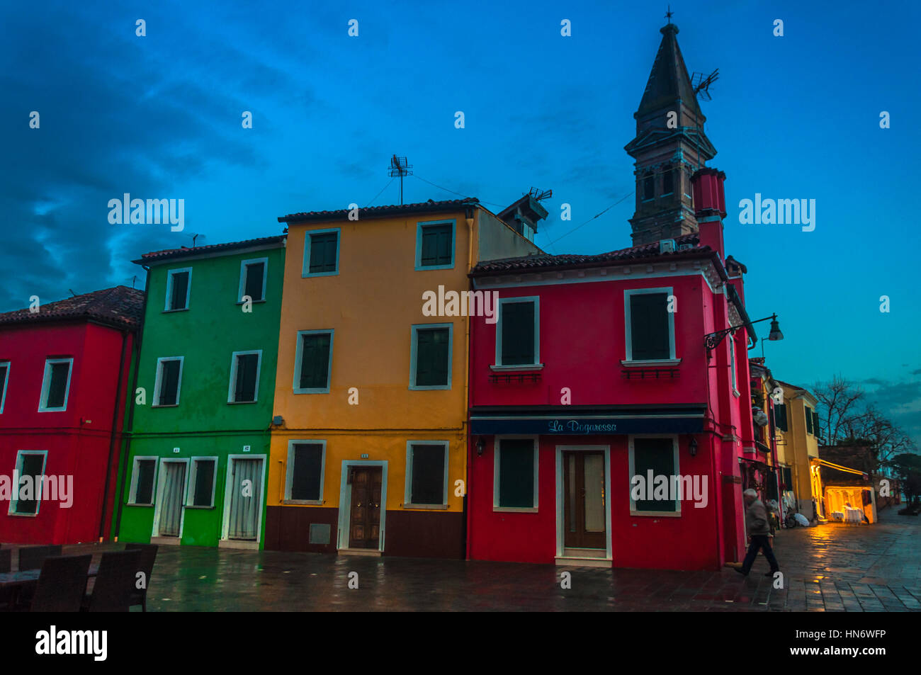 Serata in isola di Burano Foto Stock