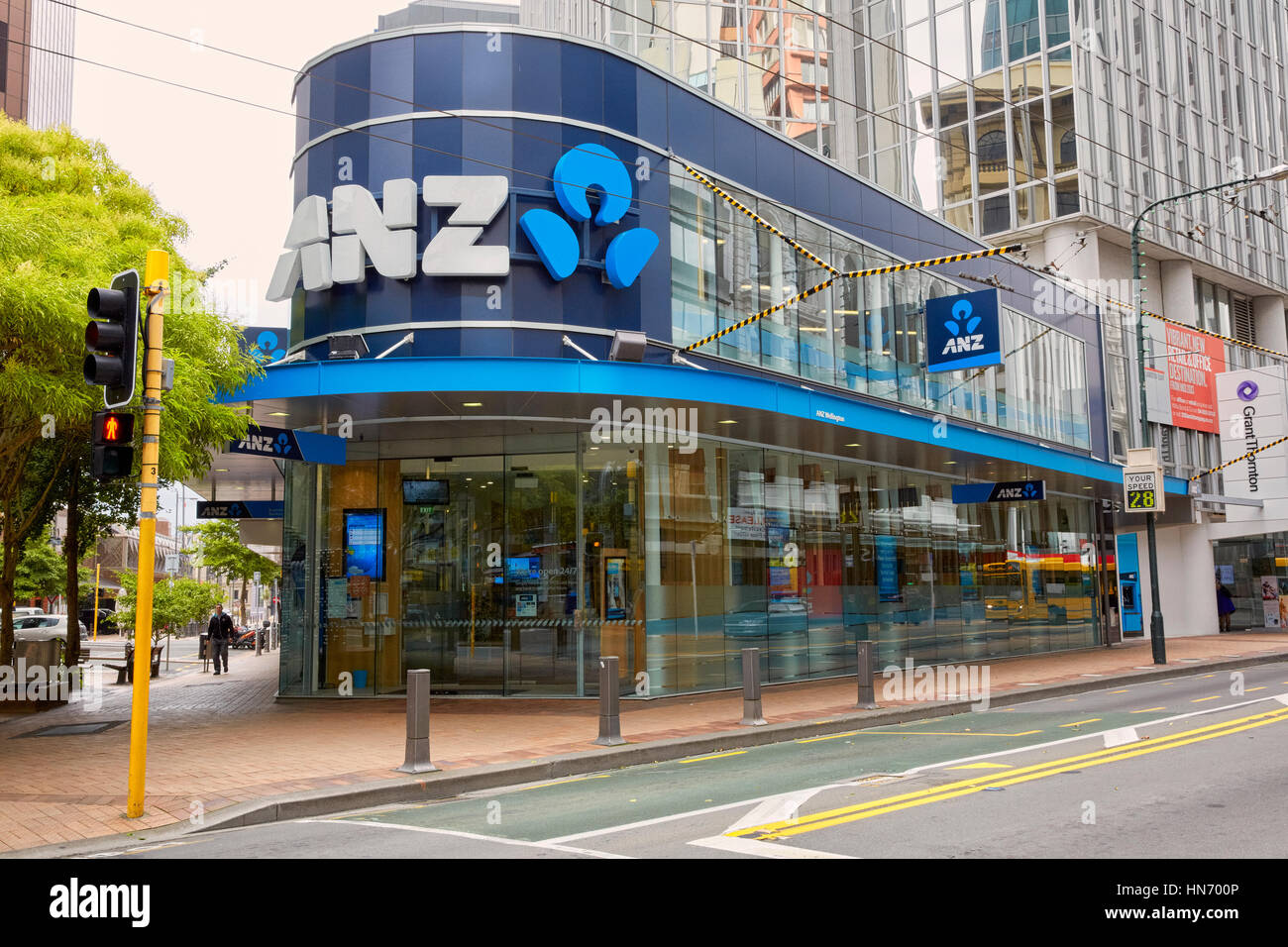 Banca ANZ, Wellington, Nuova Zelanda Foto Stock