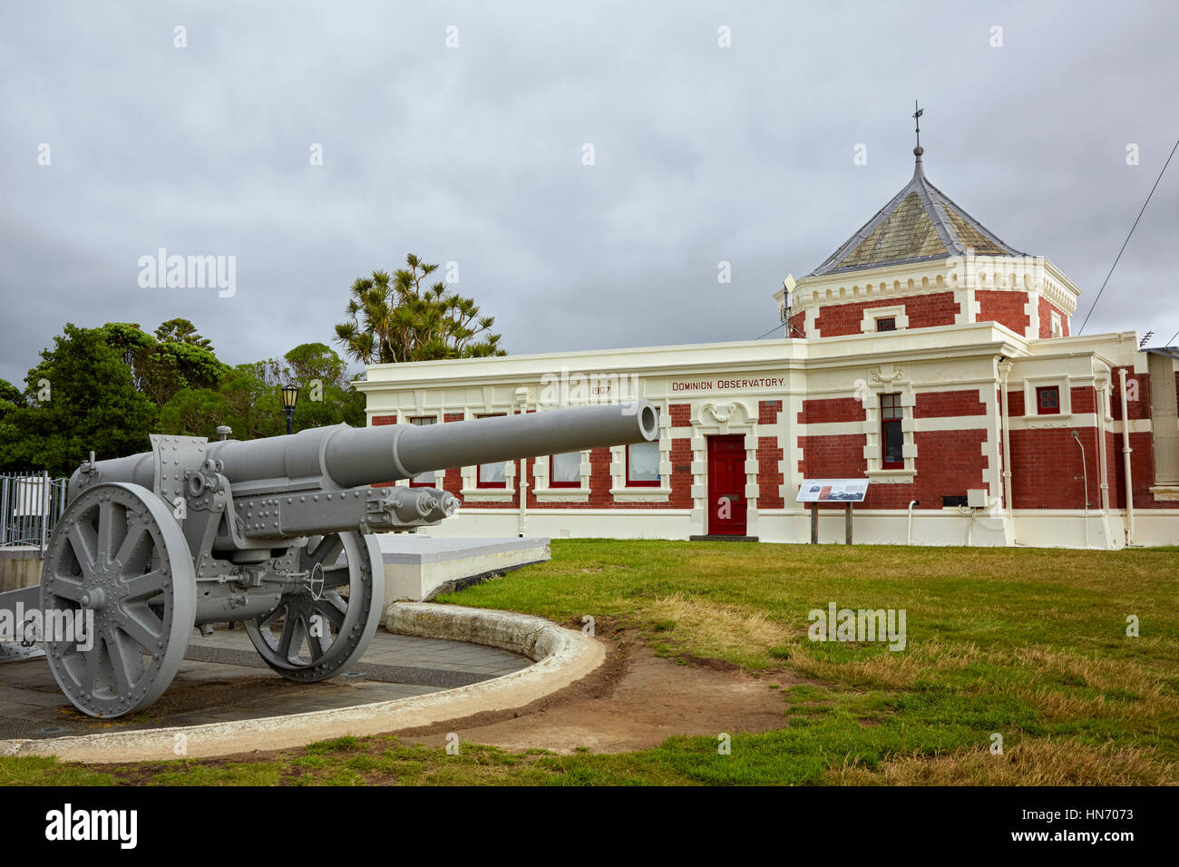 Pistola Krupp Dominion Observatory, Wellington, Nuova Zelanda Foto Stock