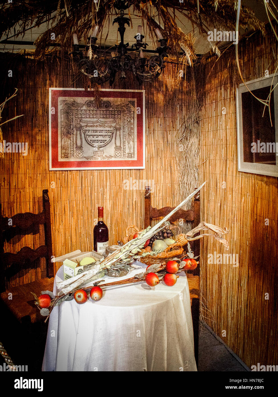 Italia Piemonte Casale Monferrato: Sinagoga ebraica Museo Ebraico Ebraico tabella di carico in una capanna; Foto Stock