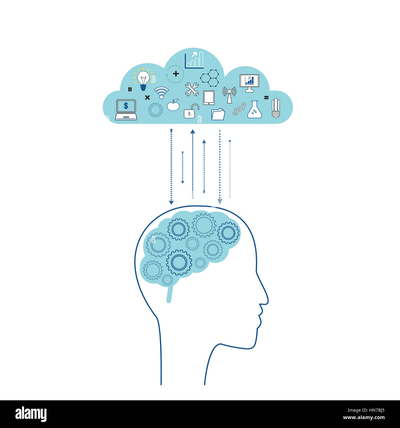 Illustrazione Vettoriale nozione di conoscenza, idea, educazione, creatività o della comunicazione Foto Stock