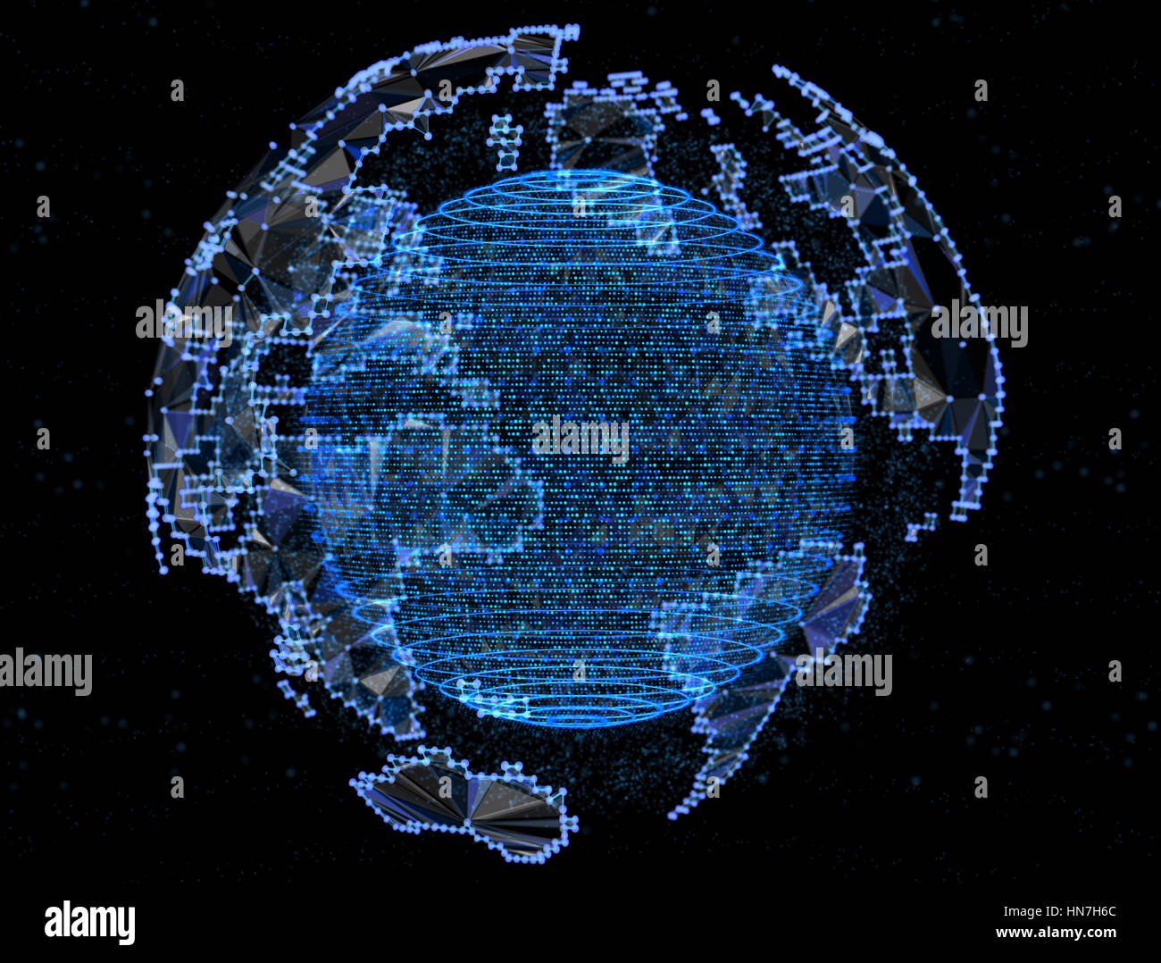 Poligonale mappa mondiale. Global travel geografia e collegare, continente pianeta, illustrazione Foto Stock