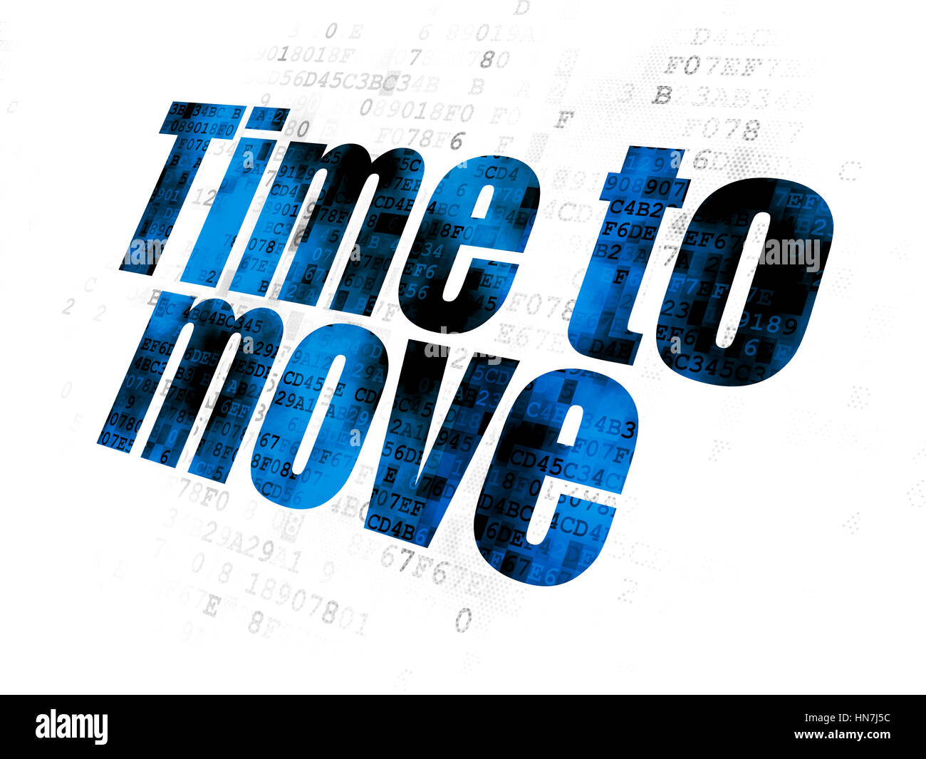 Concetto Timeline: disturbato il testo in blu il tempo di spostarsi su sfondo digitale Foto Stock