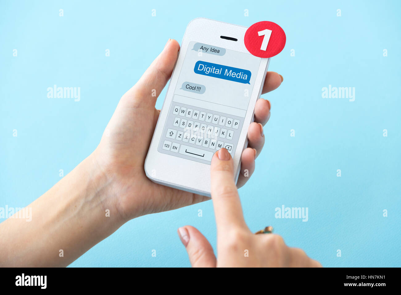 La comunicazione on line il collegamento un concetto di rete Foto Stock