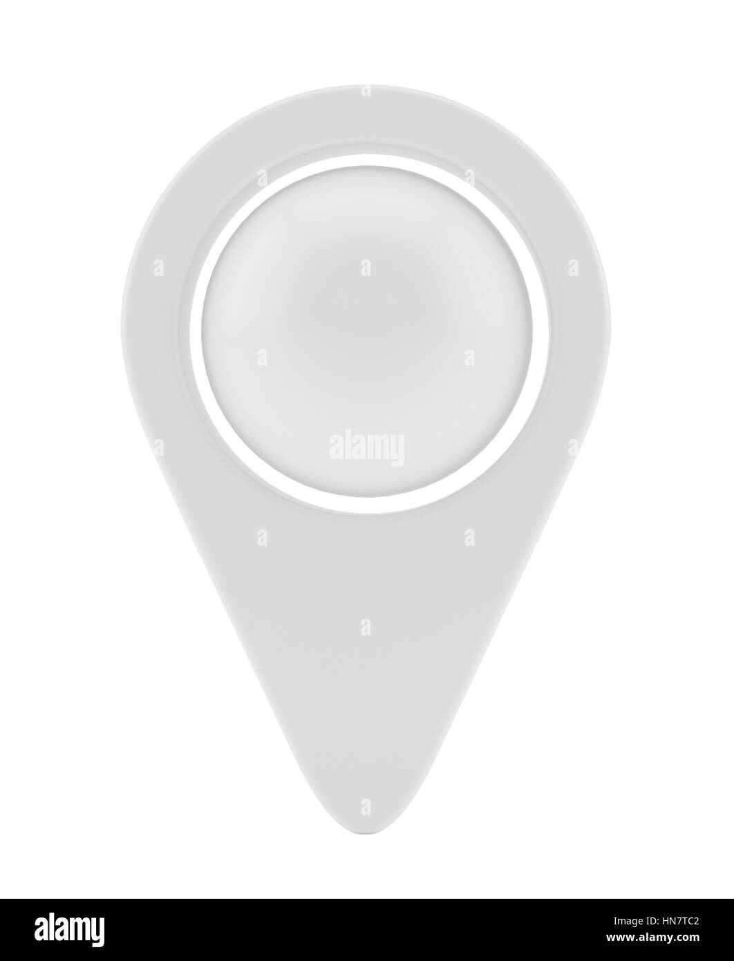 Pin puntatore mappa isolato su sfondo bianco. Il rendering 3d. Foto Stock