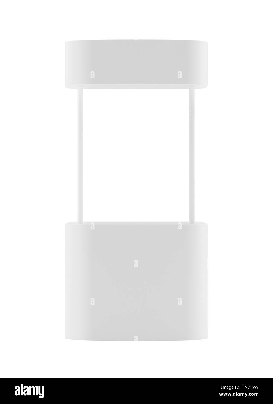 Contatore di promozione, al commercio al dettaglio Stand isolato su uno sfondo bianco. MockUp modello per il design. Il rendering 3D Foto Stock