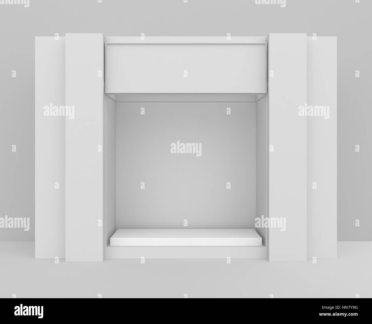 Vista frontale di shop design esterno con piedistallo Foto Stock