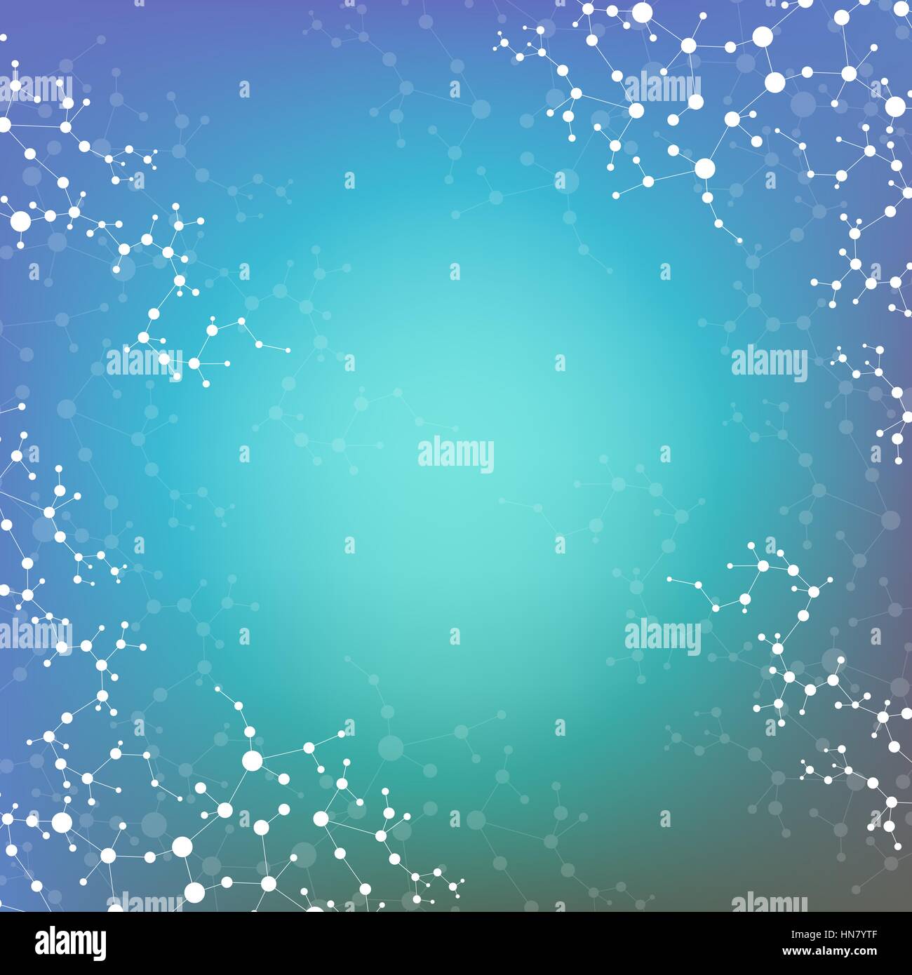 Molecola di struttura e di comunicazione. Dna, Atom, neuroni. Concetto scientifico per il design. Linee collegate con punti. Medical, tecnologia, chemistr Illustrazione Vettoriale