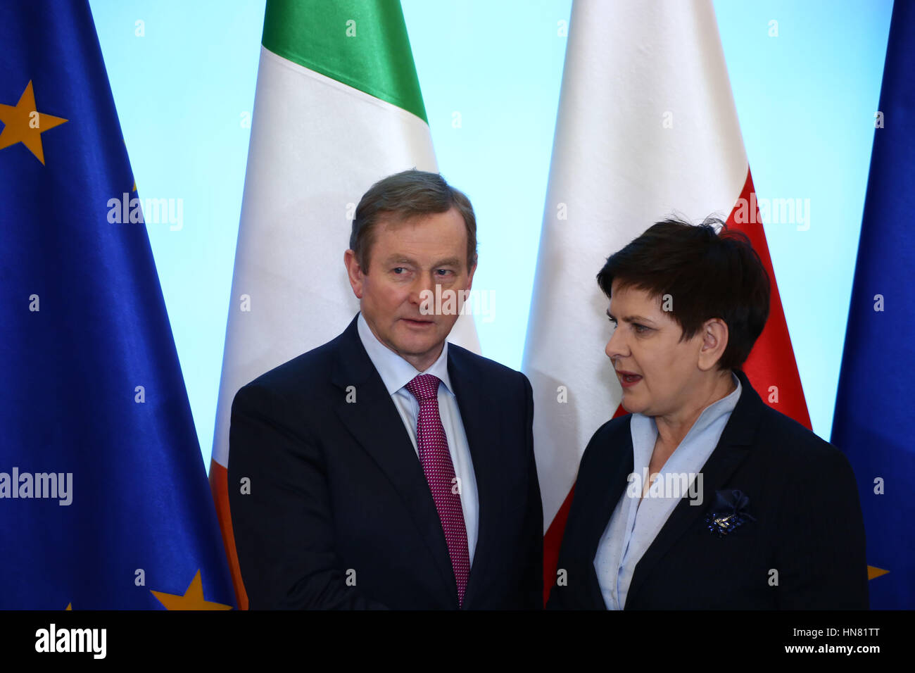 Varsavia, Polonia. Il 9 febbraio, 2017. Primo Ministro irlandese Enda Kenny è stato ricevuto da PM Beata Szydlo per visita ufficiale. Credito: Jake Ratz/Alamy Live News Foto Stock