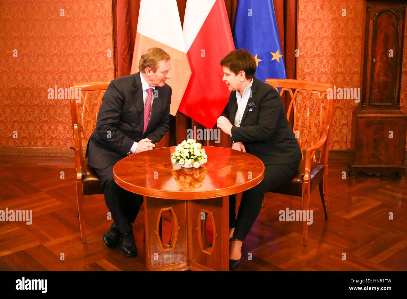 Varsavia, Polonia. Il 9 febbraio, 2017. Primo Ministro irlandese Enda Kenny è stato ricevuto da PM Beata Szydlo per visita ufficiale. Credito: Jake Ratz/Alamy Live News Foto Stock