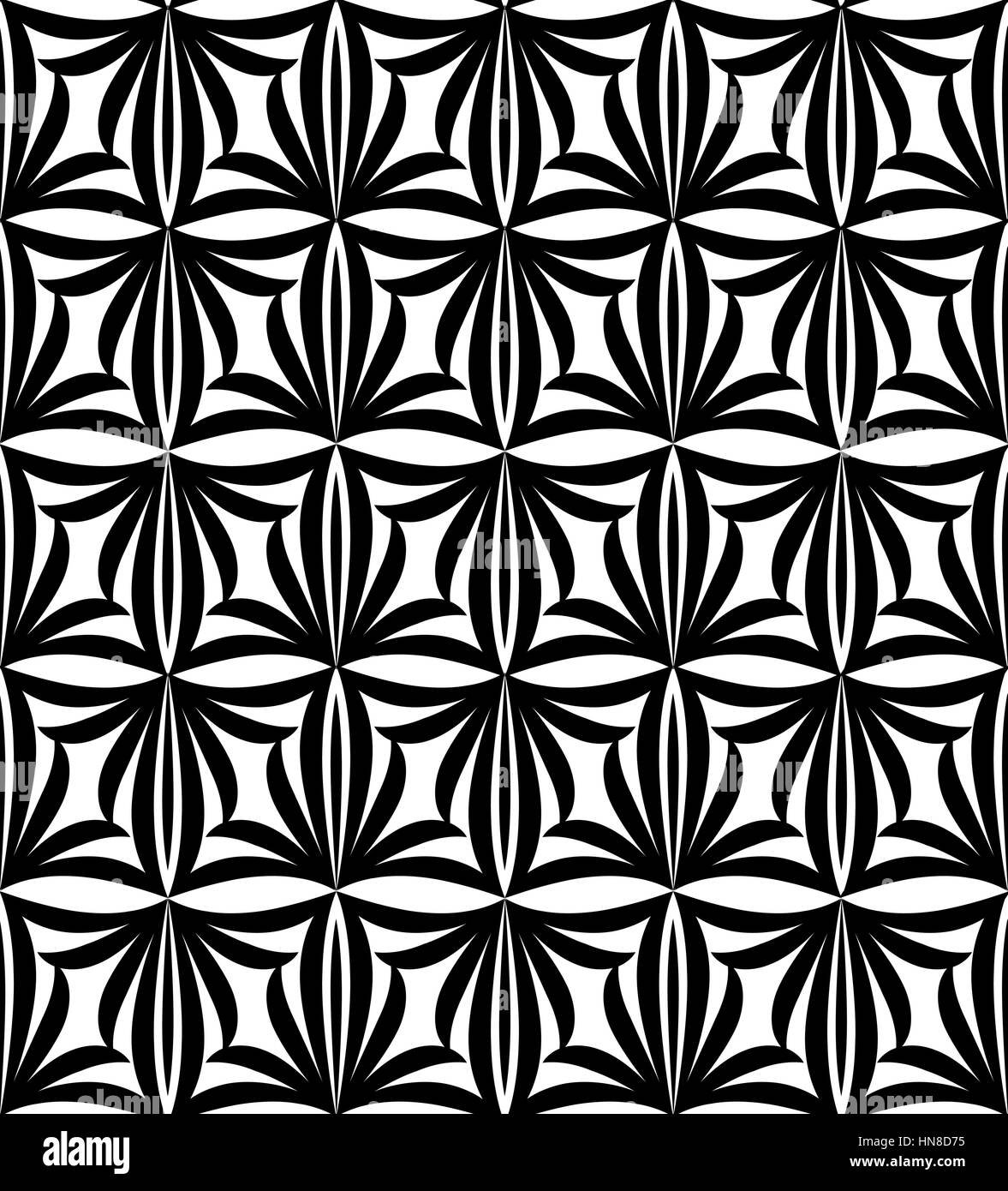 Abstract seamless pattern con ornamento circolare. swirl geometrica texture orientali. nero e sfondo bianco. Illustrazione Vettoriale