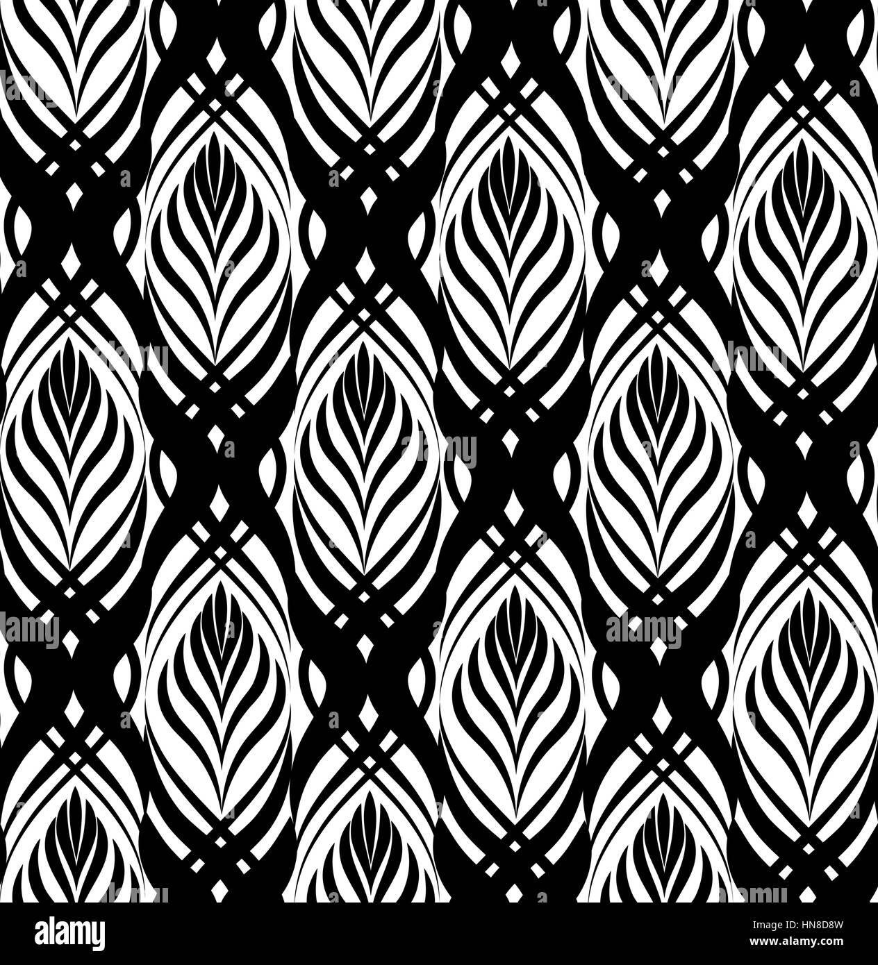 Abstract floral seamless pattern. linea geometrica ornamento nero. ornamentali sfondo elegante abstract stripe texture tile Illustrazione Vettoriale