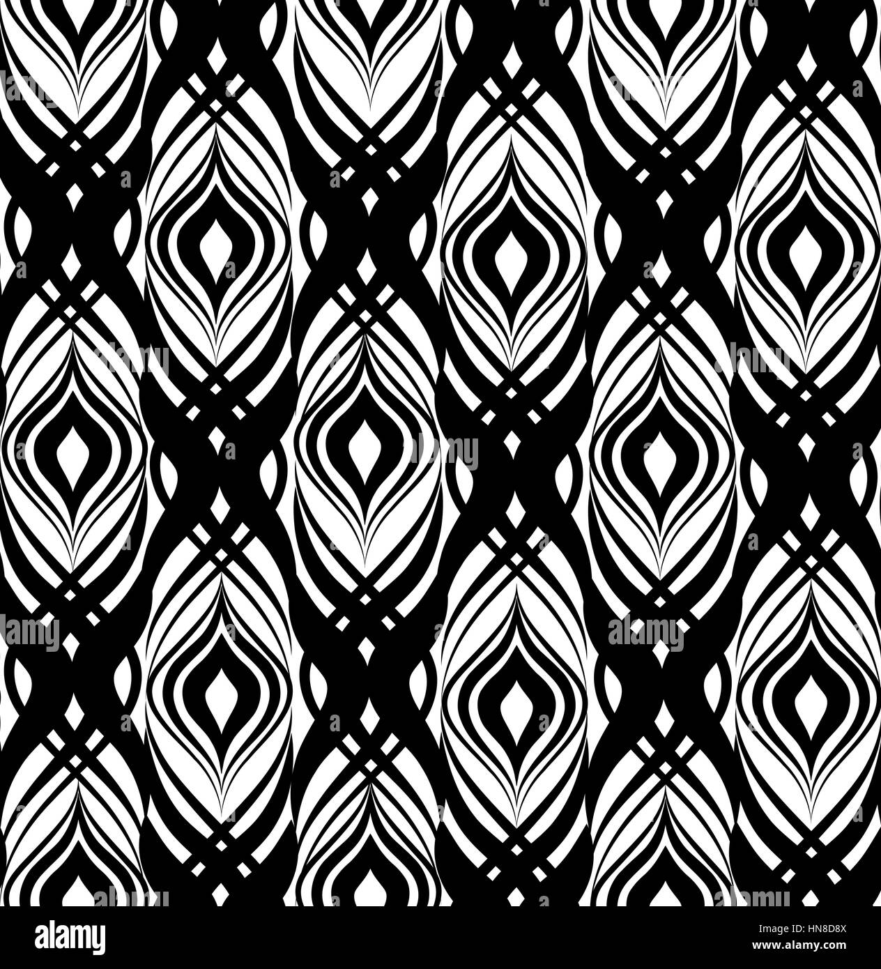 Abstract floral seamless pattern. linea geometrica ornamento nero. ornamentali sfondo elegante abstract stripe texture tile Illustrazione Vettoriale