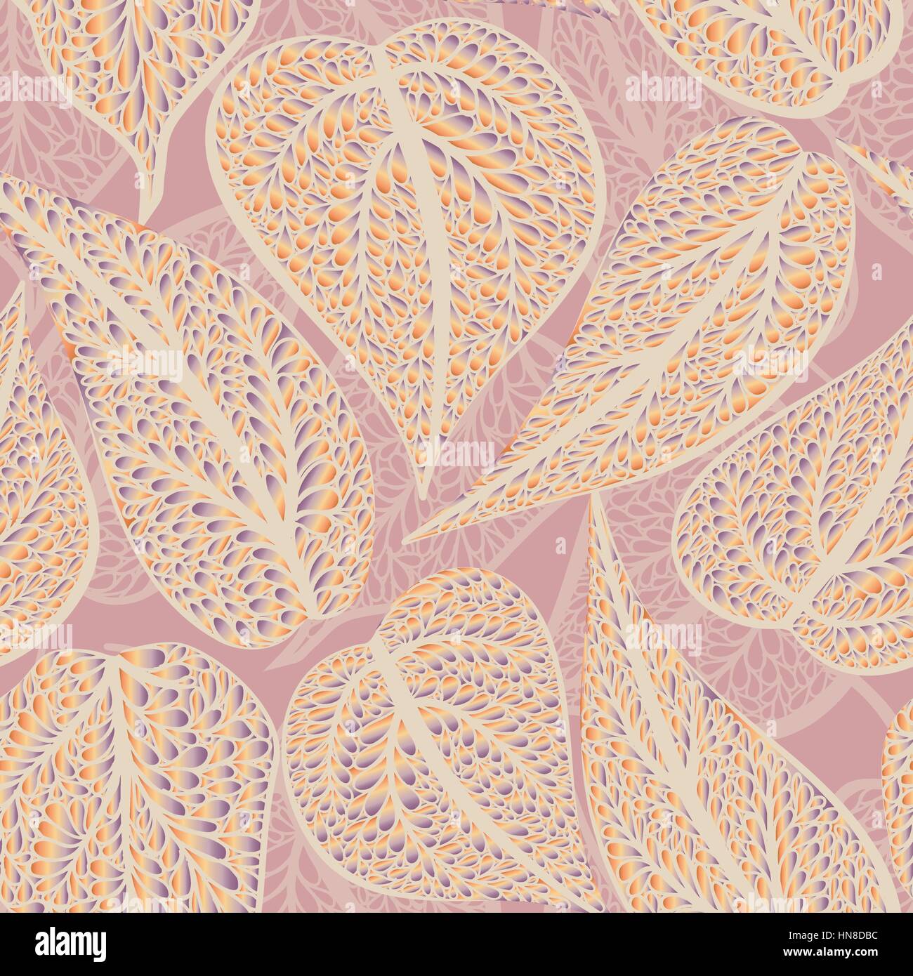 Foglie floreali seamless pattern. foglia sfondo testurizzato. fiorire ornamentali texture piastrellato Illustrazione Vettoriale